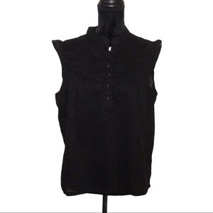 Carole Little Black Sleeveless Polka Dot Top Sz:XL